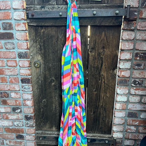 Elan Colorful Striped Halter Dress M - Picture 3 of 8